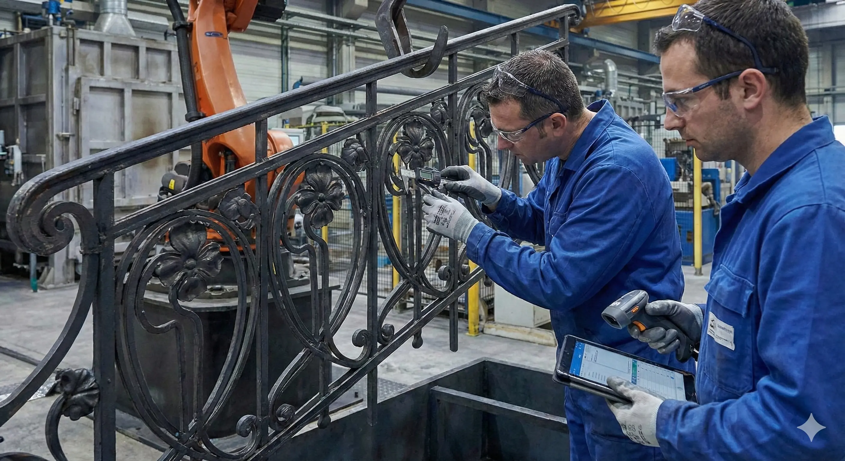 Standort Niederösterreich - Intrapex Team bei der Qualitätskontrolle von Gusserzeugnissen